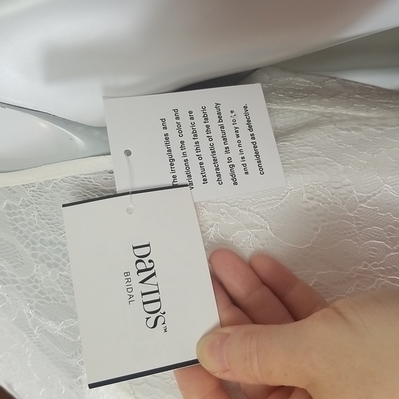 David's Bridal SZ 8 Wedding Dress Ivory High Neck Empire Waist Lace Halter FLAW - Picture 17 of 17